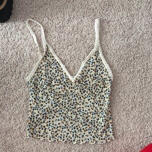 Vintage Floral Lace Trim Cami Top